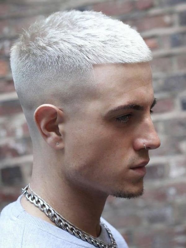 Blonde Low Taper Fade Buzz Cut
