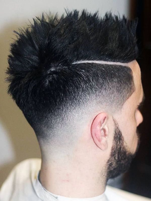 Burst Fade Mohawk with Hard Part