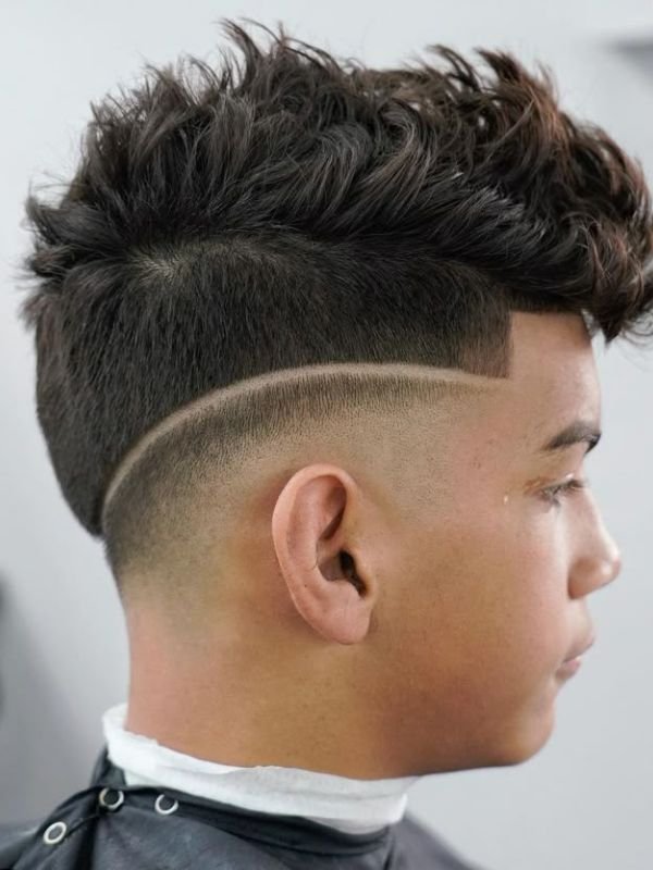 Burst Fade Mohawk with Line Up