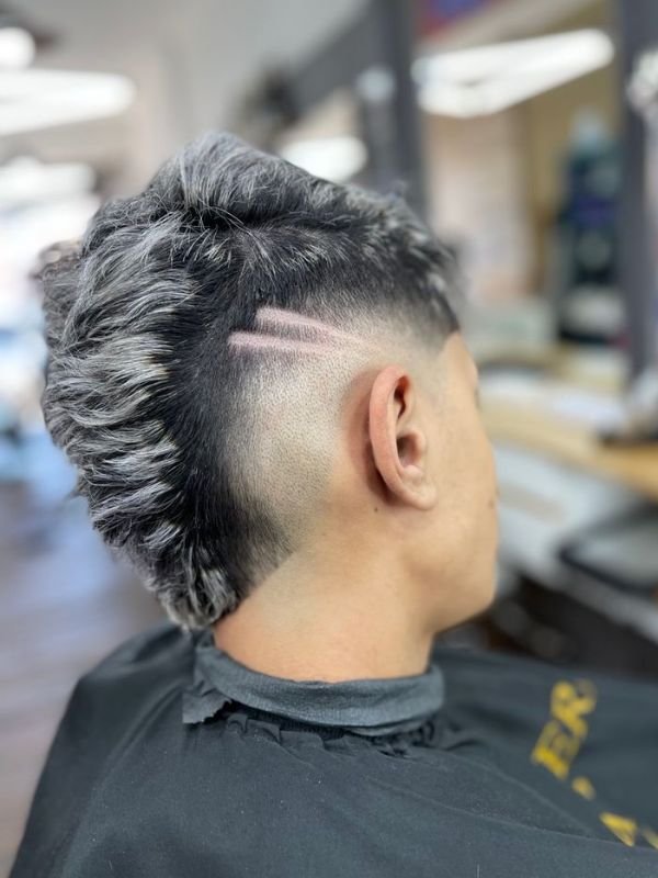 Burst Fade Mohawk with Razor Design