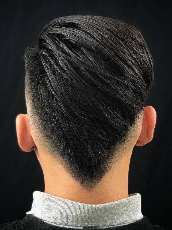 Burst Fade Mohawk with V-Cut Neckline