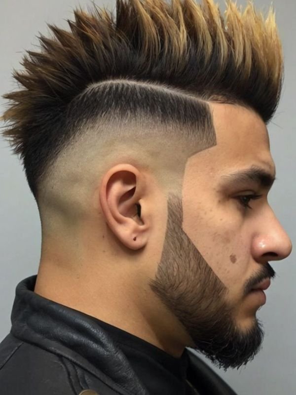 Colored Burst Fade Mohawk