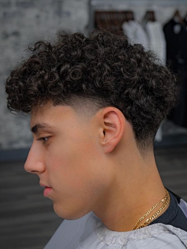 Curly Low Taper Fade Buzz Cut