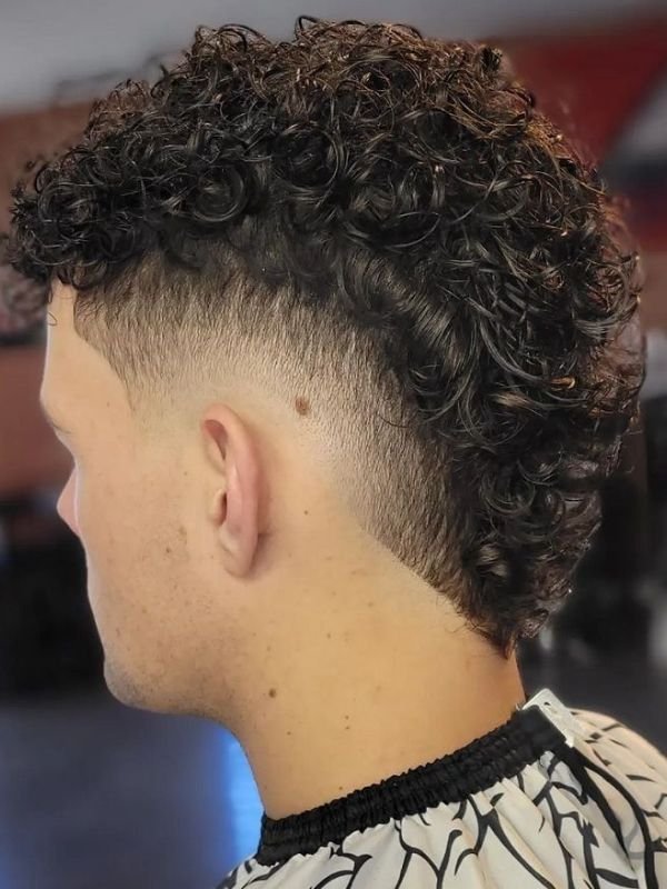 Curly Top Burst Fade Mohawk