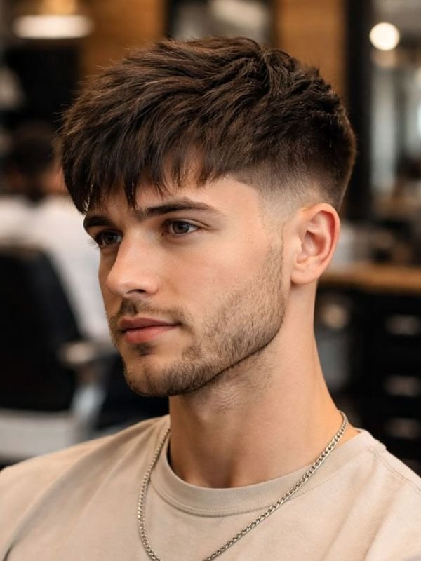 Long Textured Crop with Low Taper Fade