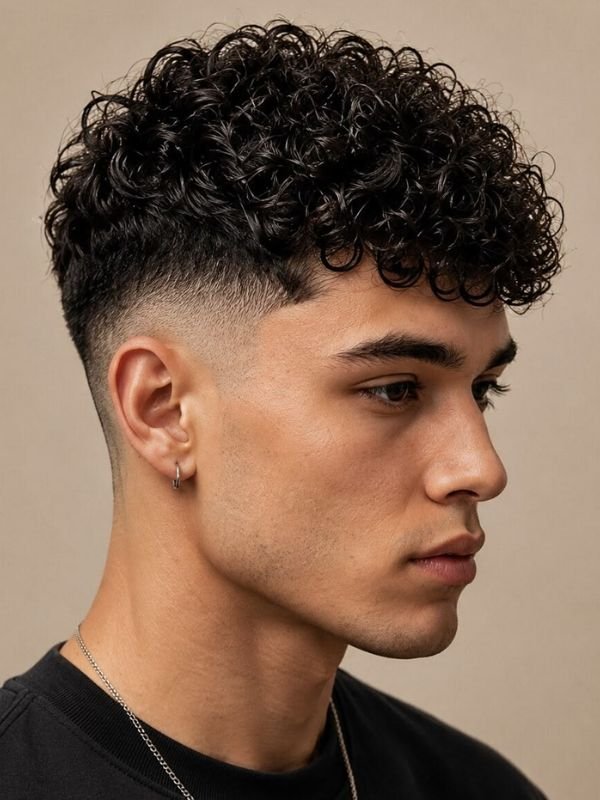 Low Taper Fade Textured Crop Haircut Curly