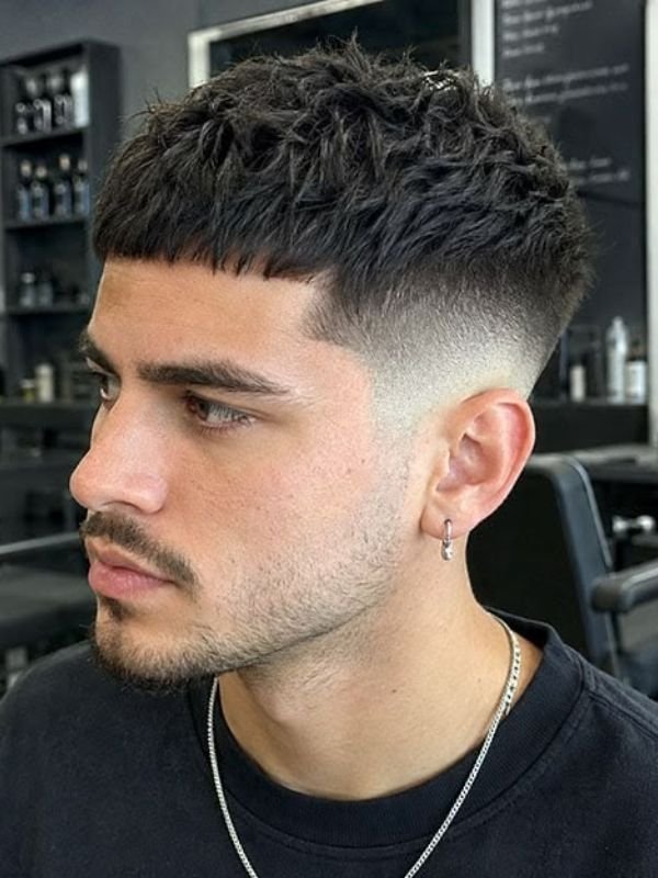 Low Taper Fade Textured Crop Haircut Short