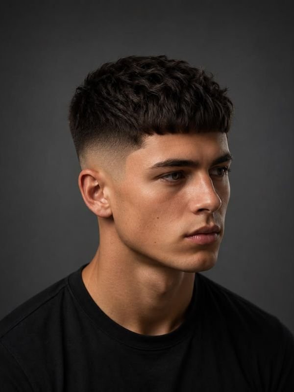 Low Taper Fade Textured Crop Haircut Wavy