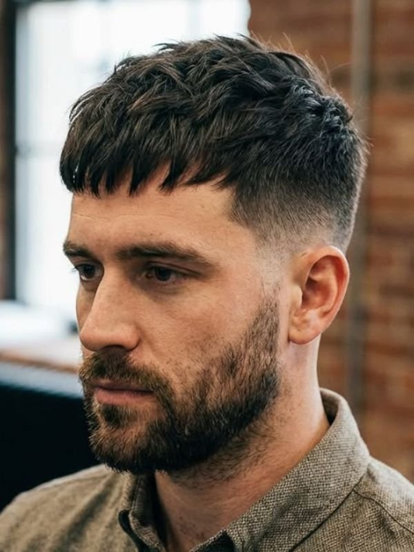 Low Taper Fade Textured Crop with Beard