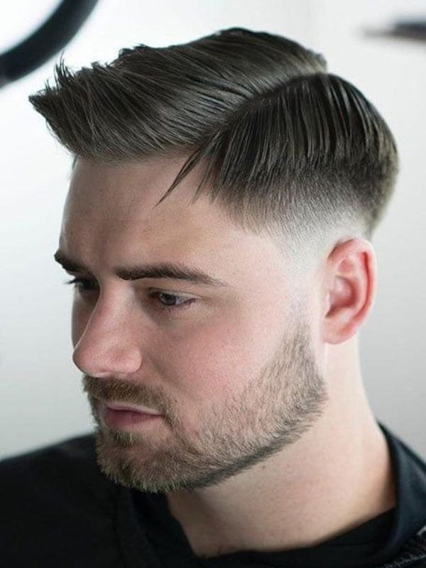 Low Taper Fade Textured Crop with Hard Part