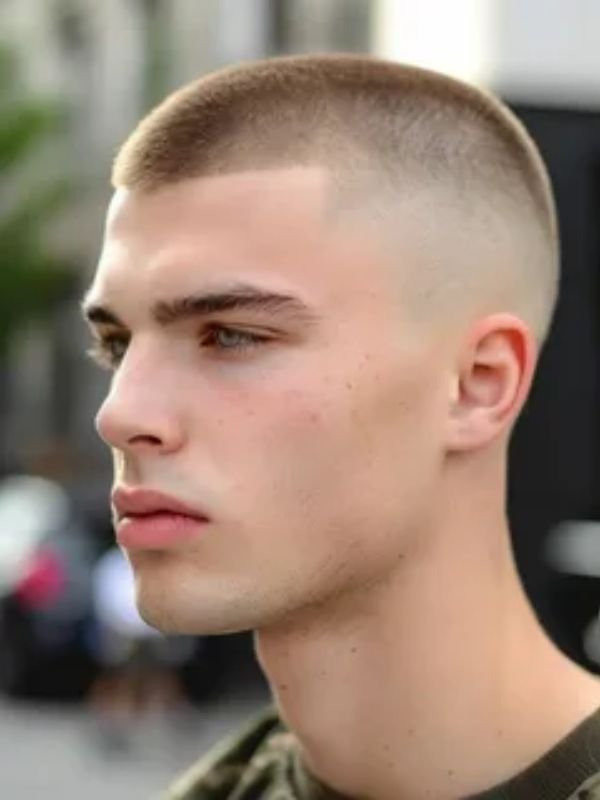 Low taper fade buzz cut white guy