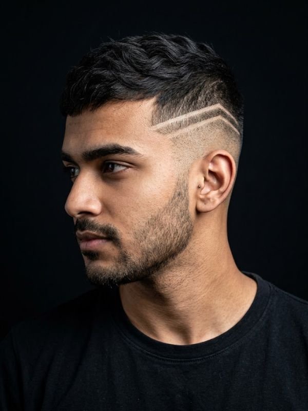 2 lines on side Of head haircut male