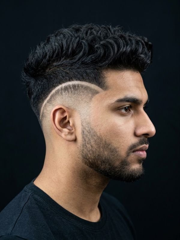 Burst fade with a curved side line